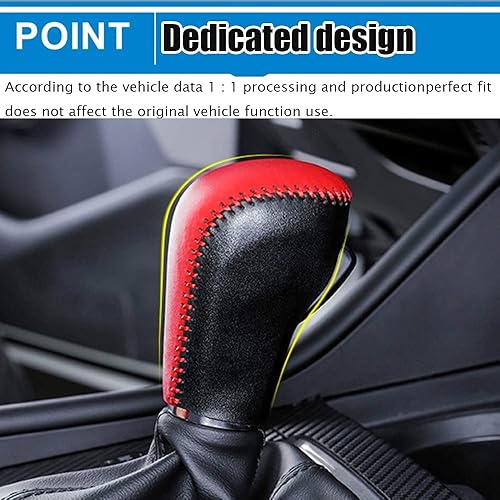 Miniatura 6 de Funda protectora automática de cuero genuino para palanca de cambios, accesorios para el interior del automóvil (costuras negras) para CX-30