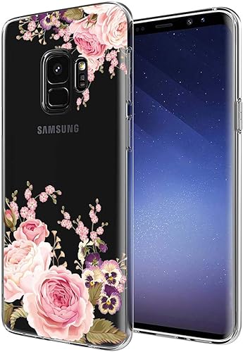 Funda para Galaxy S9 5.8 pulgadas (2018), delgada, a prueba de golpes, transparente, suave, flexible, funda protectora para teléfono de TPU floral