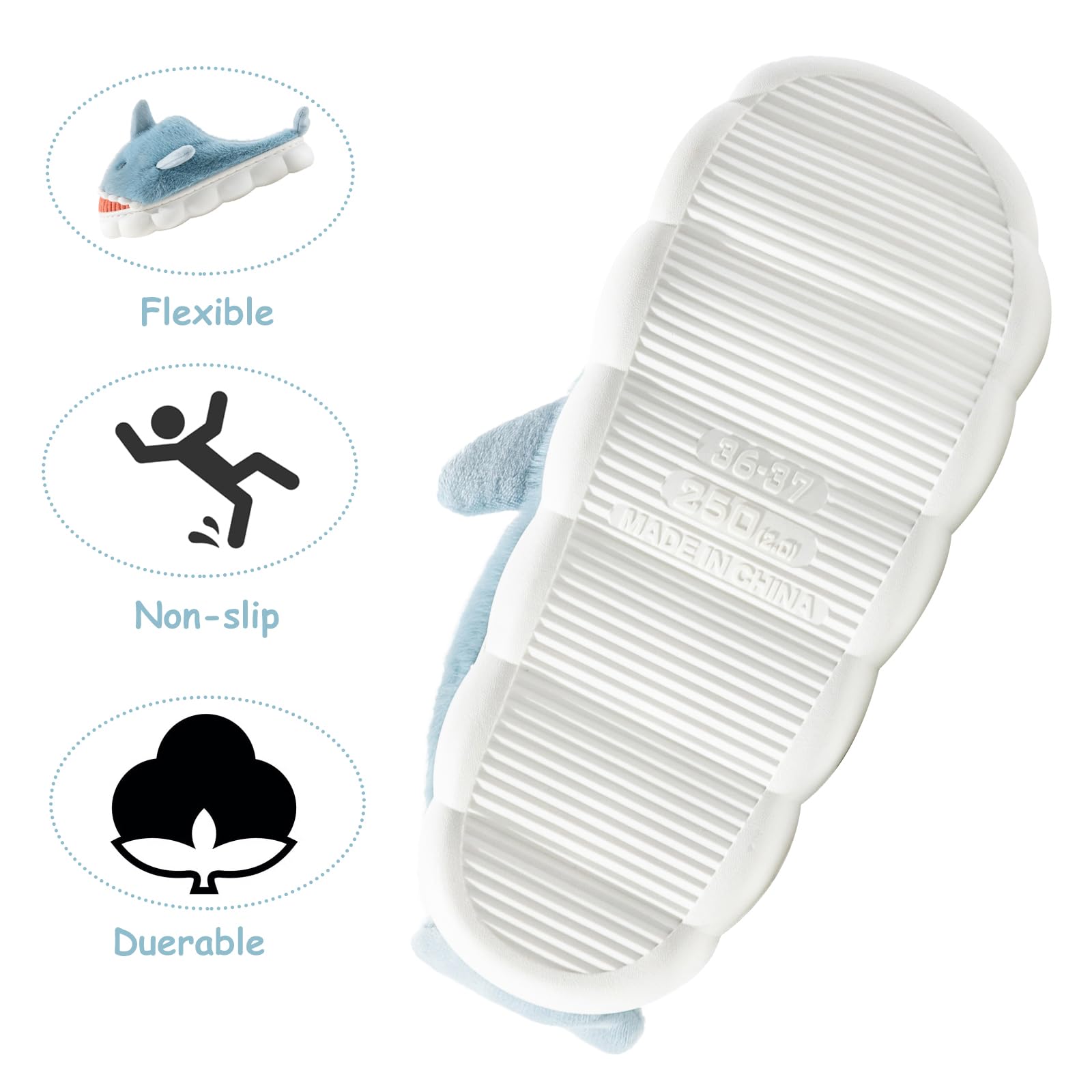 Fadezar Pantofole Donna Squalo/Mucca Ciabatte Donna Uomo Peluche Calde leggere Morbide Comode e Antiscivolo Ciabatte Invernali