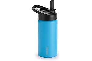 Kid's Blue Stainless Steel Water Bottle with Straw