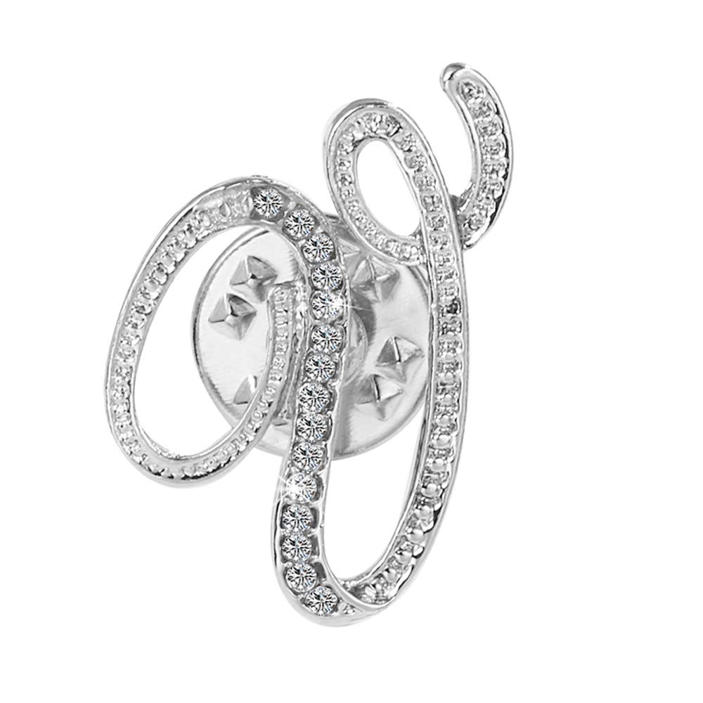 Initial Letter Brooch Pin Small Lapel Pin Tie Tack Name Personalized Gifts for Women Men Silver