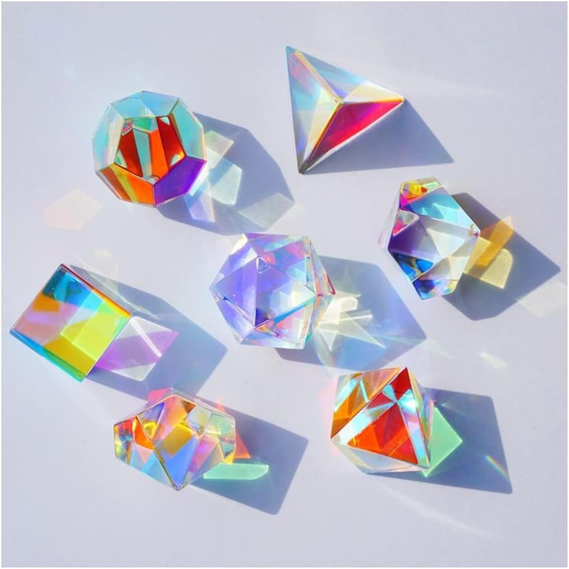 Prisms & Kaleidoscopes Optical Prism Teaching Triangle Prisms Colorful Light Science Classroom Optics Kits (Color : 7PCS Color Prism A)
