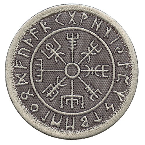 Vegvisir Viking Compass Norse Icelandic Rune Morale Tactical Heathen Pagan Touch Fastener Patch (Black Subdued)