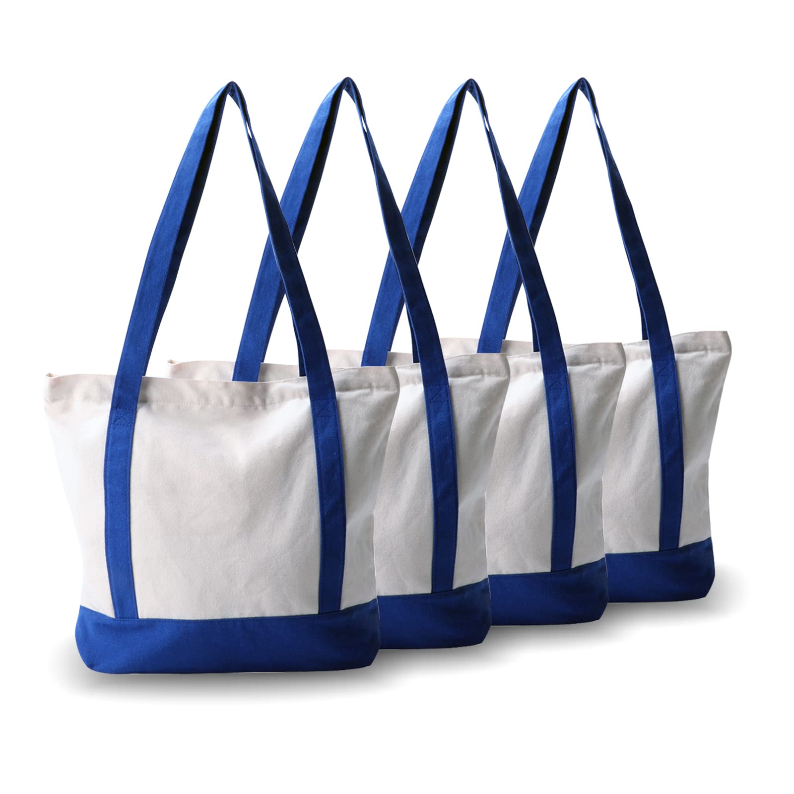 Amazon.com: kaxilu Blue Zippered Canvas Tote Bag 16.5