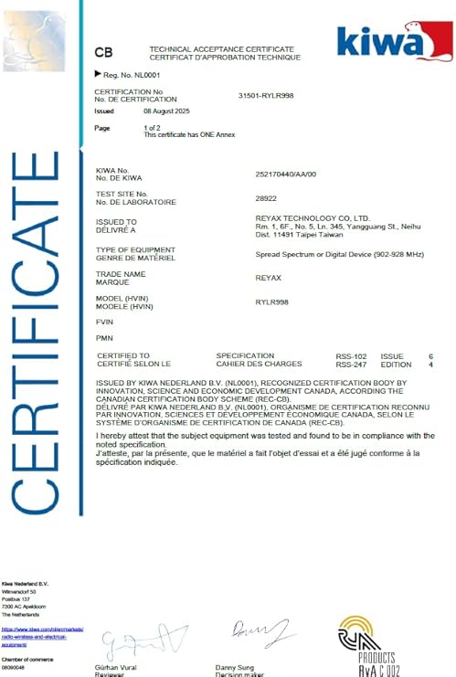 واجهة Rylr998 Uart 868/915 ميجا هرتز وحدة لورا مع هوائي شهادة Fcc Ce Ncc Ic