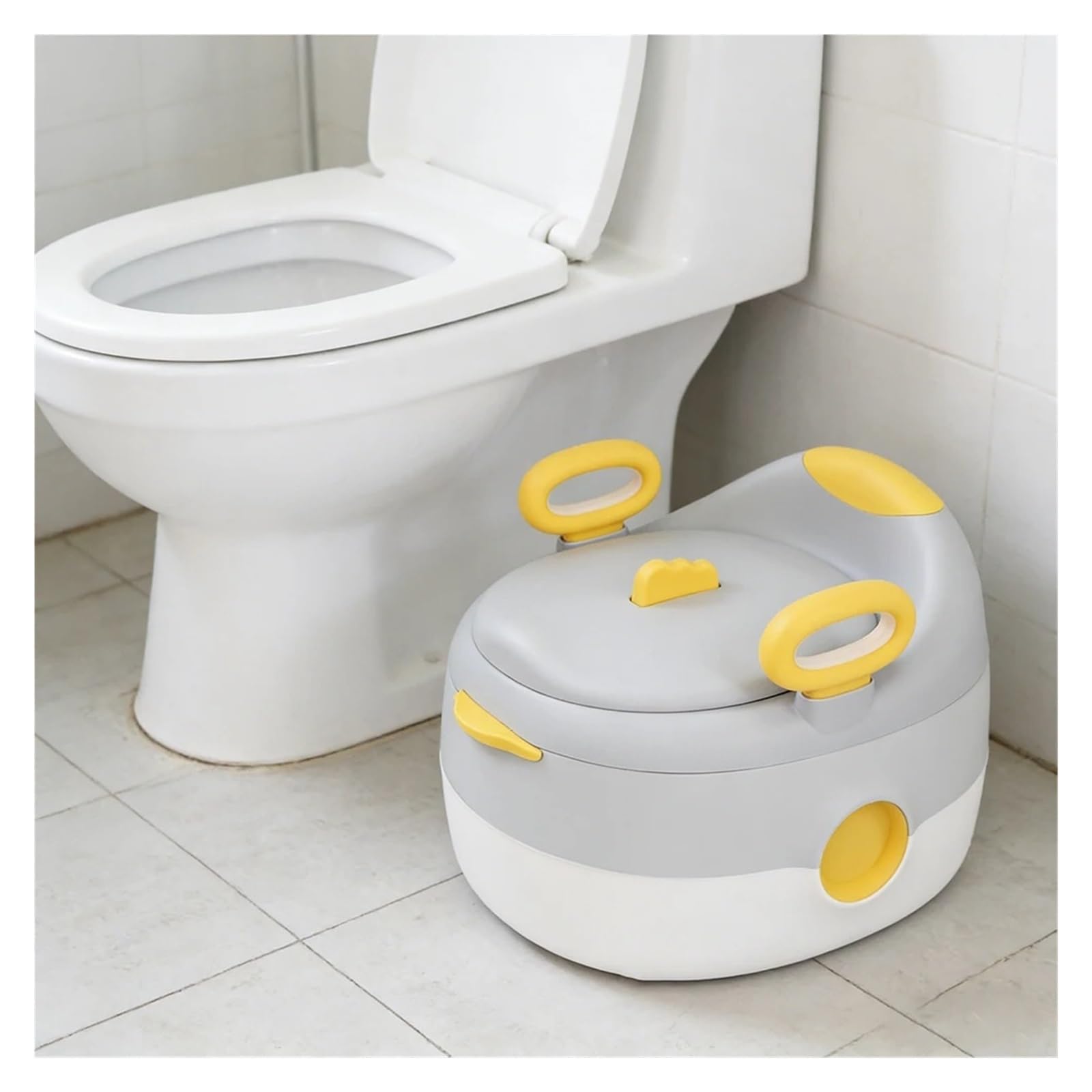 Baby-Töpfchen – Kinder-Toilettenverkleinerer Sitzkissen Mit Hocker For Jungen Und Mädchen Im Alter Von 1–6 Jahren, Heimreise Robust Und Bequem | GRAY