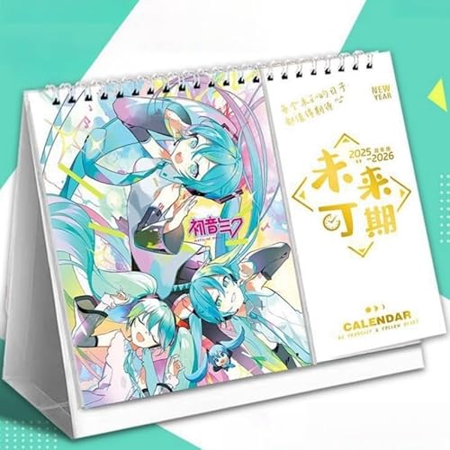 カレンダー 初音ミク 2025-2026 1冊2年 卓上カレンダー 両面プリント グッズ メモカレンダー キャラクター 写真集 学生 置物 自宅用 スケジュール 装飾 可愛い キャラクター オーナメント クリスマス プレゼント 新年 お正月クリスマス 人気
