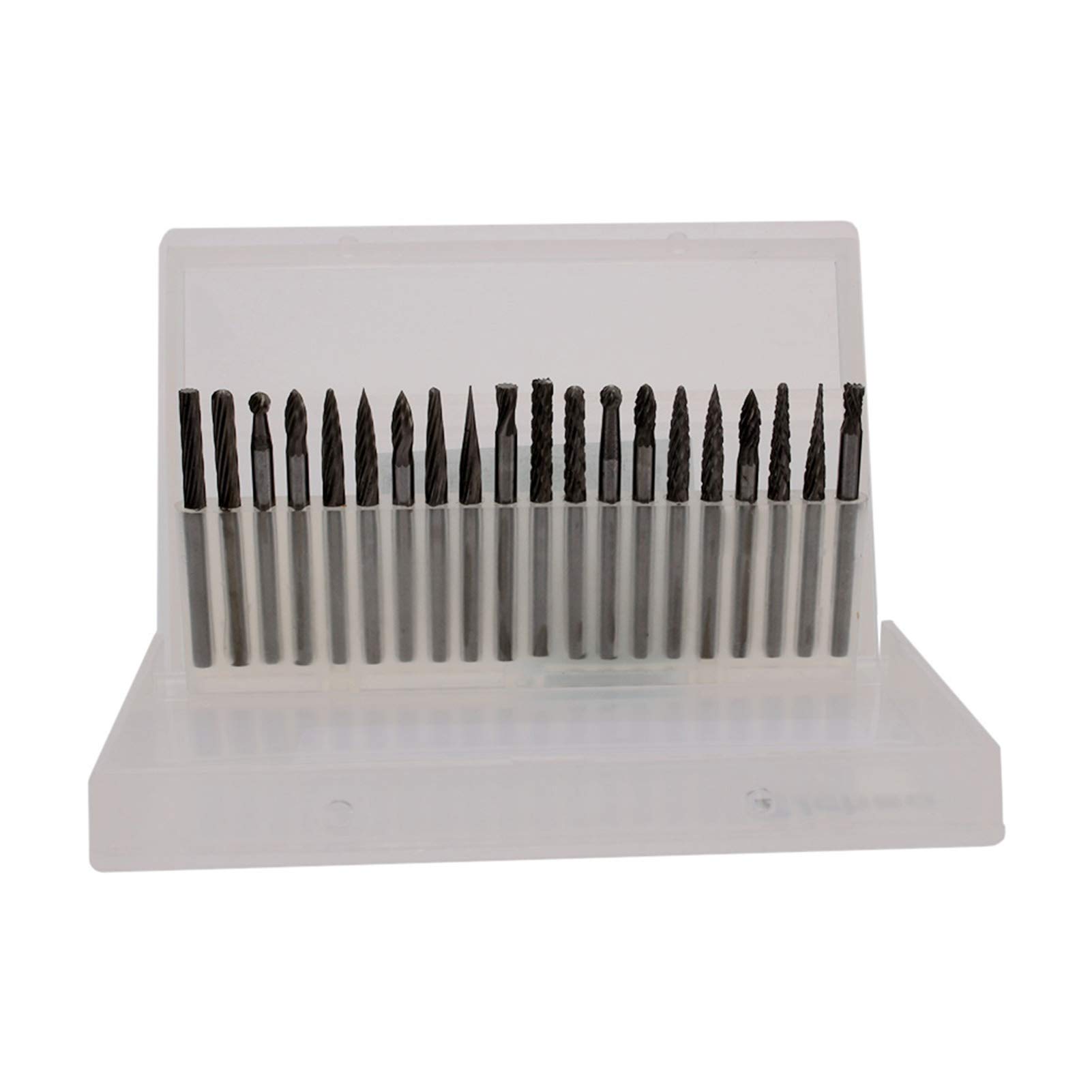 Akozon Carbide Burr Set 20szt 1/8 `` (3mm) Shank wolframu pilniki obrotowe frezy stożkowe do wiertła DIY obróbka drewna rzeźba metal polerowanie grawerowanie wiercenie