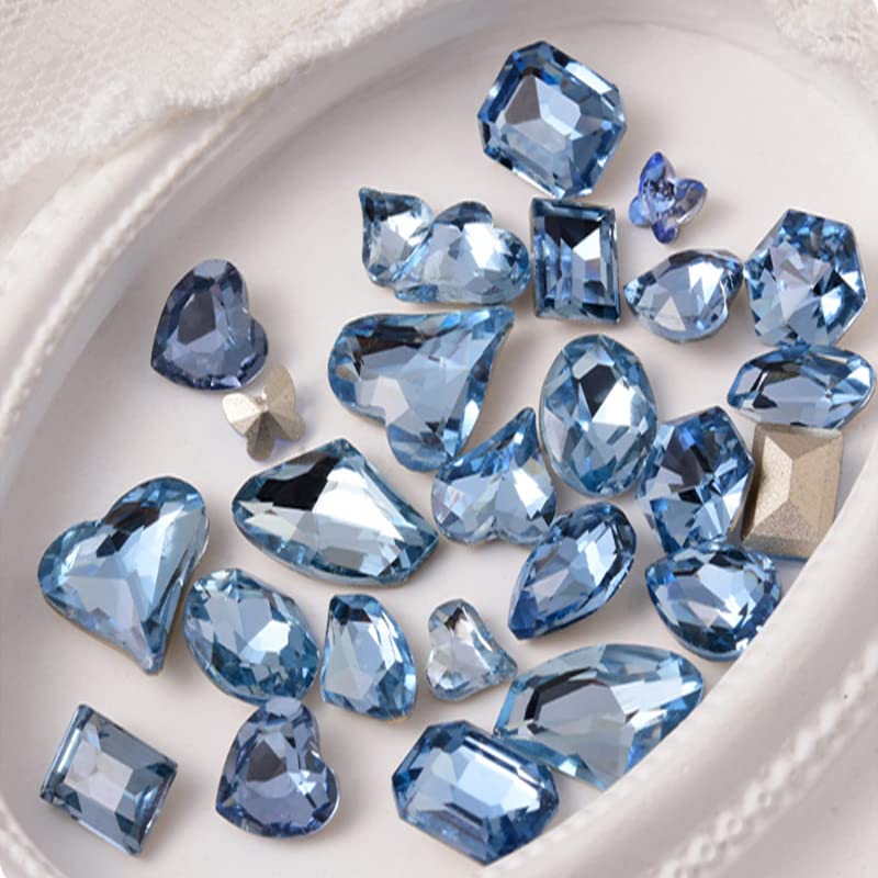 Miniatura 2 de 48 piezas de diamantes de imitación de uñas de diferentes formas, 12 estilos, cristales de vidrio 3D, diamantes de amor distorsionan el corazón,