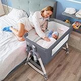 BABY K Baby Bassinet Bedside Sleeper (Grey) - 3 in 1 Bedside Bassinet Crib Attach To Bed - Convertib
