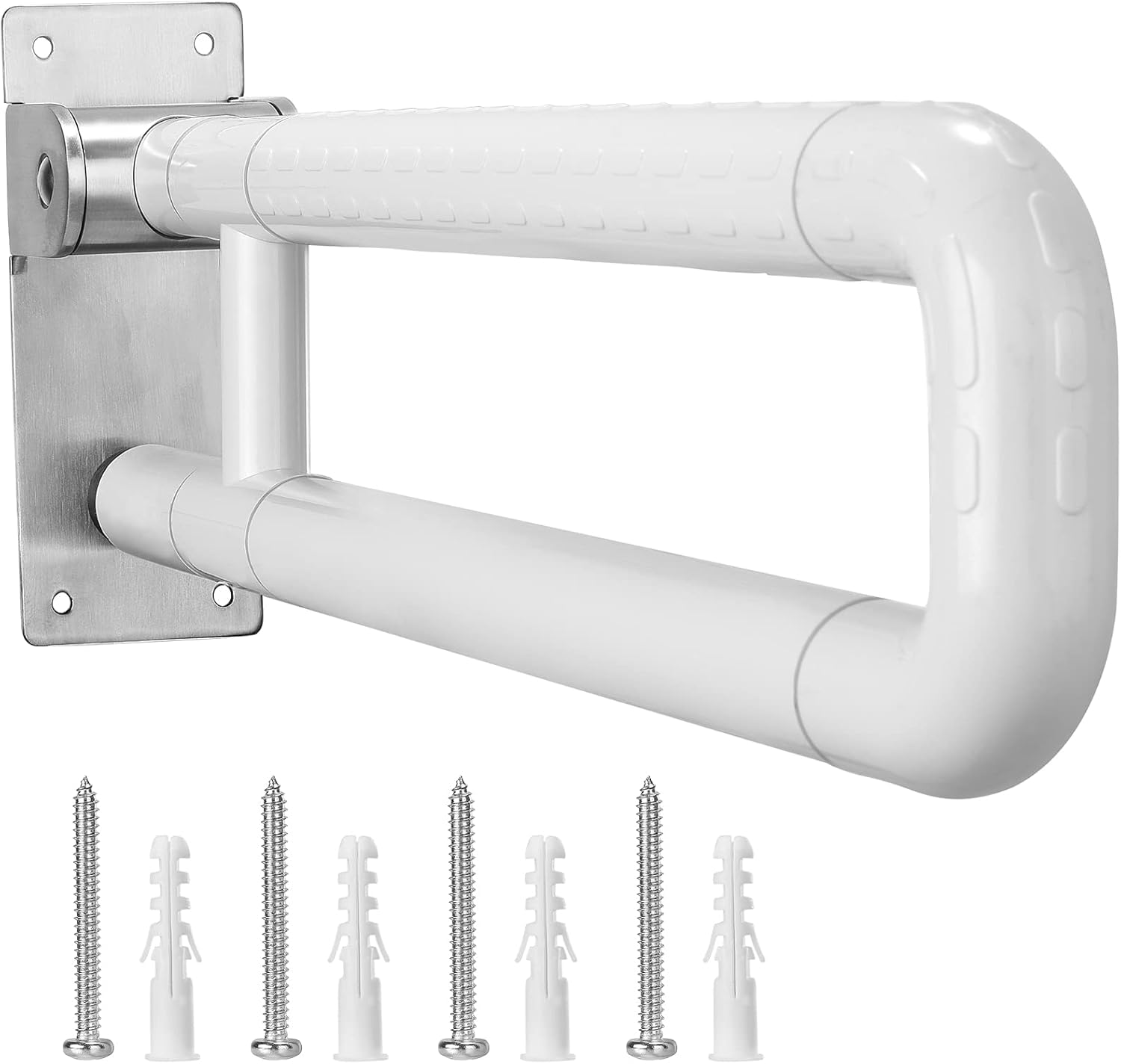60cm Haltegriffe für Senioren, Behinderten wc Haltegriff, Wandstützgriff Klappbar wc Aufstehhilfe für Senioren 300~350 Kg,Rutschfest für Badezimmer Und Toilette (white, 60cm)