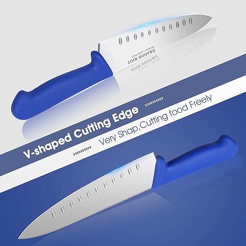 Miniatura 2 de DRAGON RIOT Cuchillo de chef prémium de 8 pulgadas cuchillos de cocina afilados alemanes de acero inoxidable con mango de fibra ergonómico