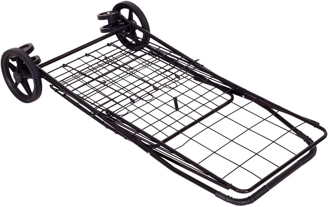Folding Shopping Cart Jumbo Basket Grocery Laundry with Swivel Wheels Black