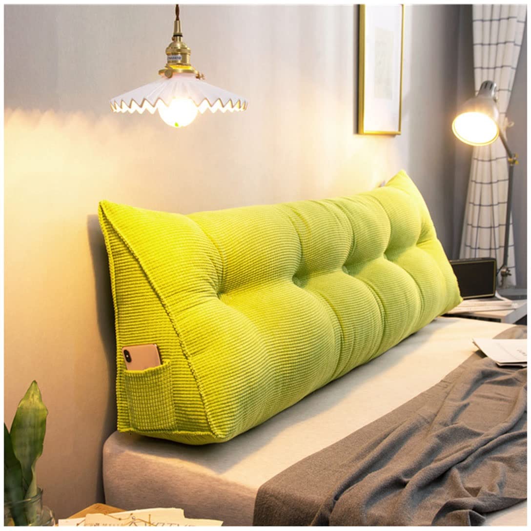 Almohada triangular para cabecero lumbar, apoyo lumbar, cojín de lectura, almohada de posicionamiento para mesita de noche, cómoda, color verde fruta, 120 x 20 x 50 cm