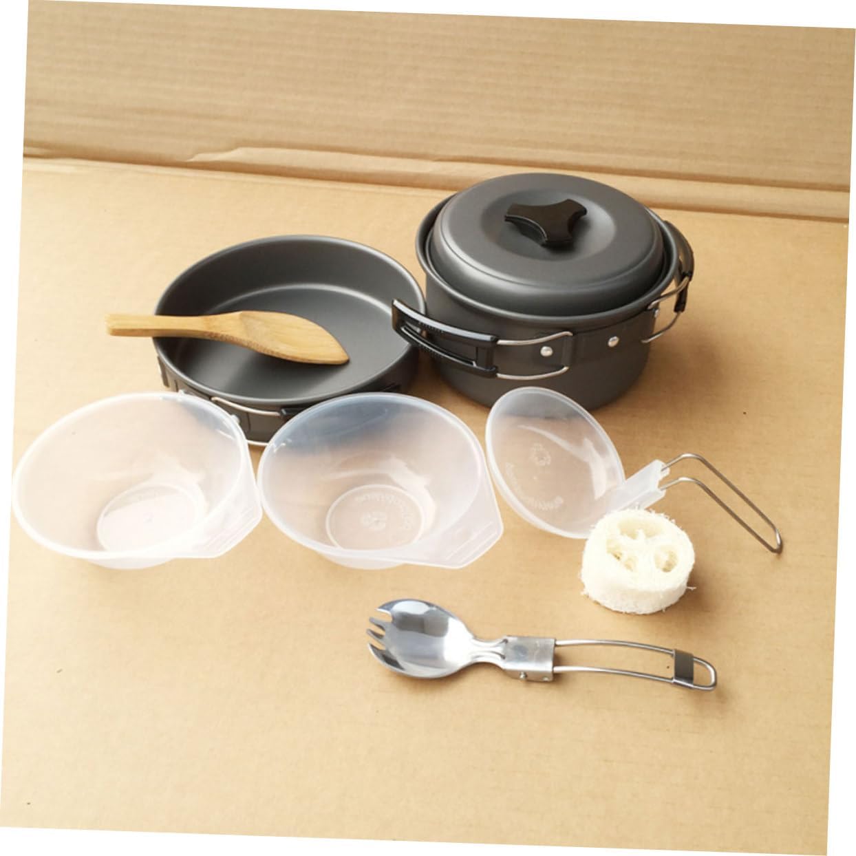 Abaodam Compact Camping Cookware Pots Pan Cutlery for People Lightweight for Hiking Picnic BBQ