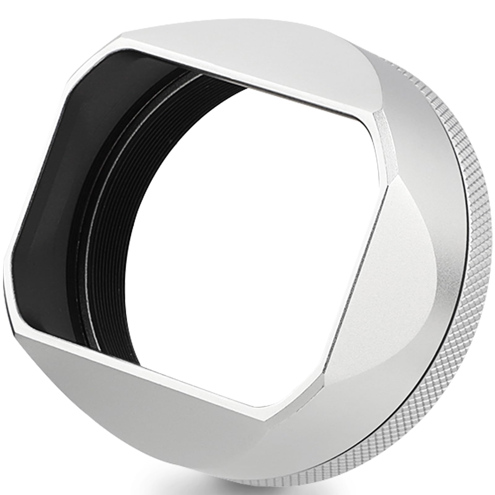 Pare-soleil carré en métal Haoge LH-X54W pour appareil photo Fujifilm Fuji X100VI Argent avec bague adaptatrice de filtre UV 49 mm