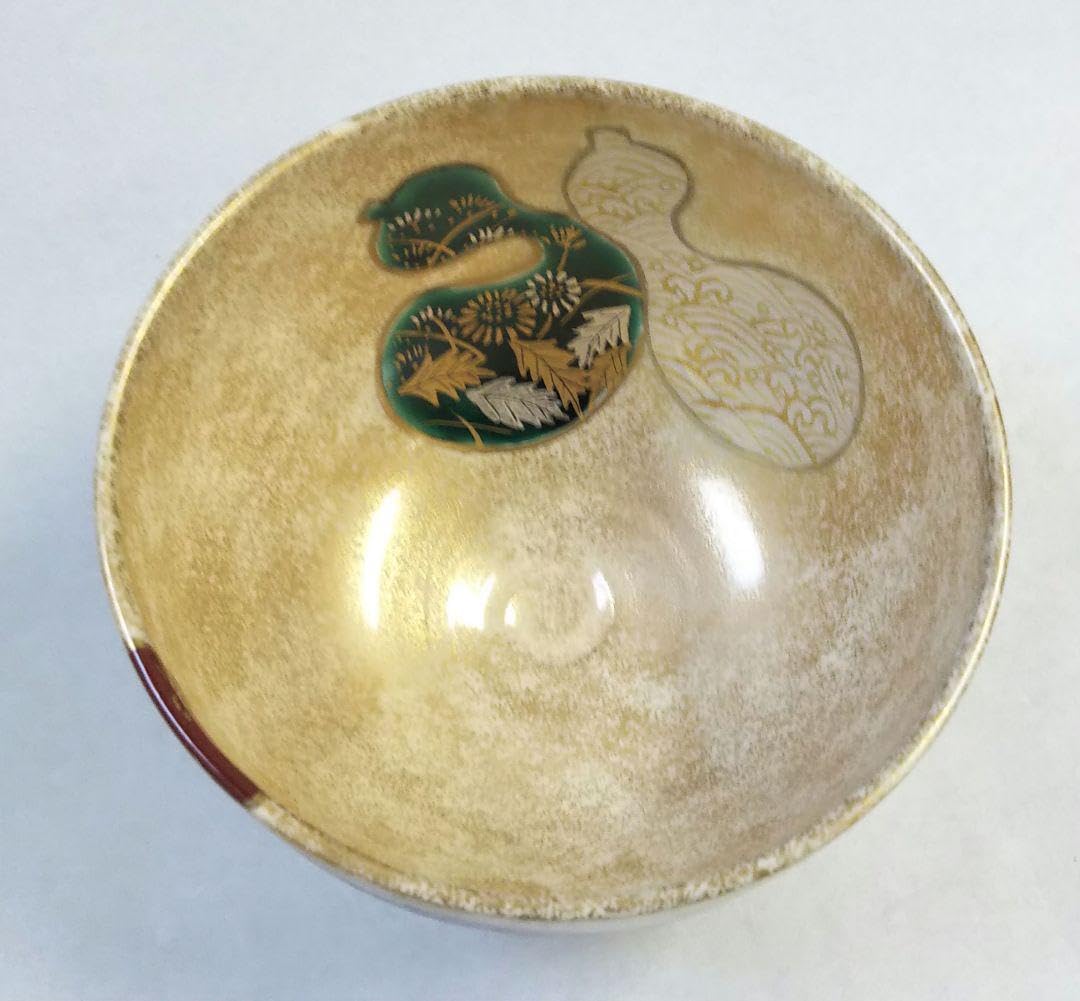 Amazon.co.jp: 茶道具 茶碗 仁清 色絵 金砂子 六瓢 瓢 利昇窯 加藤広明  