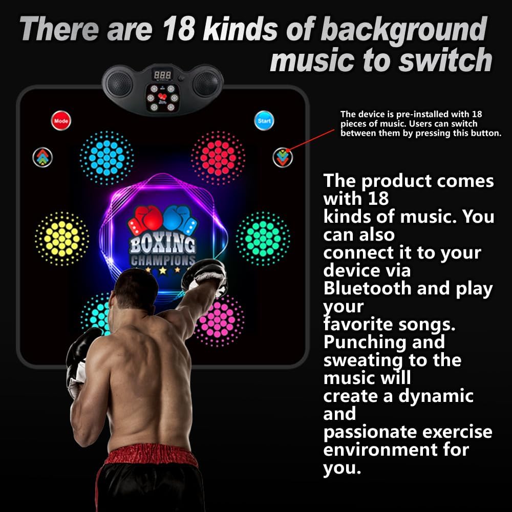 2025 Kids Musical Boxing Machine Comes with Boxing Gloves, 9 Modes, 420 Levels, 7 Lights, wall-Mounted Dual-Purpose, Memory and Reaction Training Equipment Christmas Birthday Gift for Kids