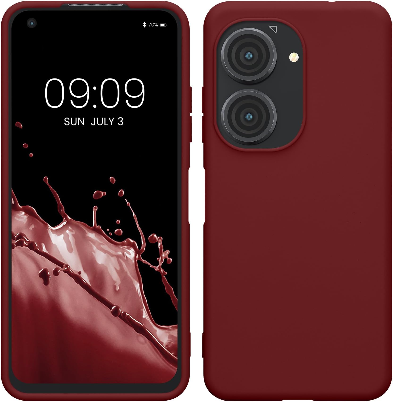 kwmobile Case Compatible with ASUS Zenfone 10 / Zenfone 9 Case - Soft Slim Protective TPU Silicone Cover - Bordeaux Violet