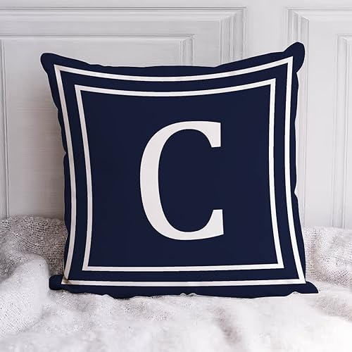 Miniatura 4 de Fundas de almohada decorativas con letras iniciales con patrón geométrico, funda de cojín estética femenina de terciopelo de 26 letras – Funda de