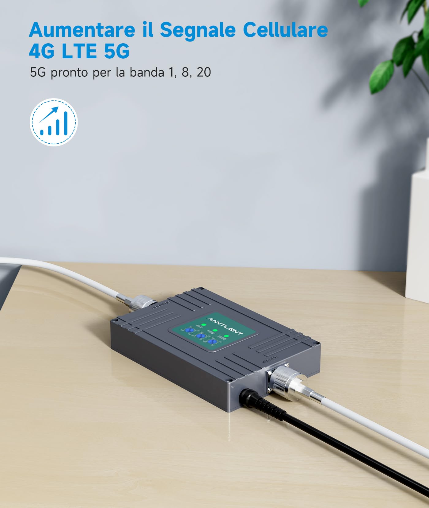 ANNTLENT Amplificatore Segnale Cellulare - Banda 20/8/1 Ripetitore GSM Amplificatore 4G 3G LTE Per la Casa Ufficio Ripetitore Segnale Cellulare Tutti Gli Operatori Copertura Fino