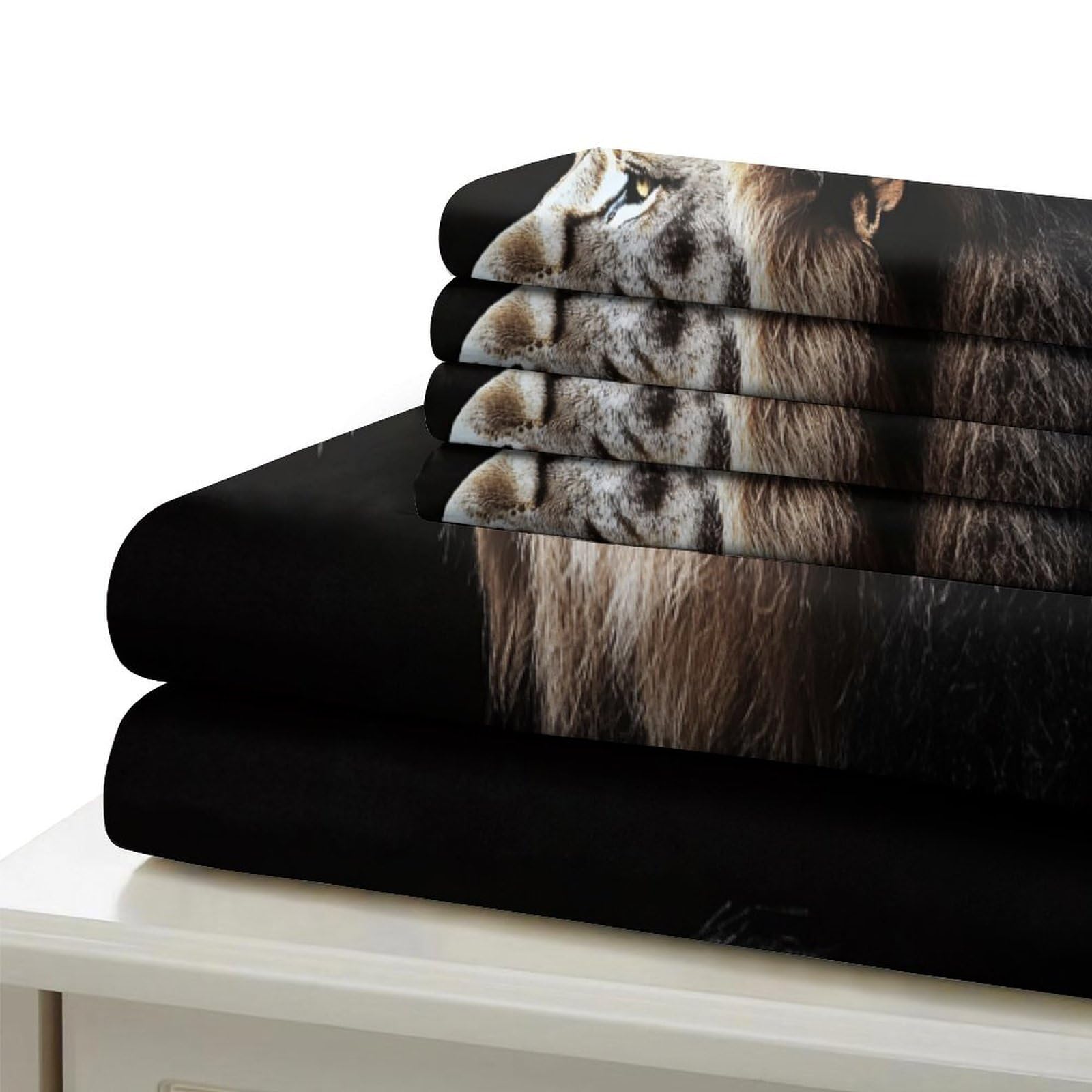 3D Bedruckte Königslöwen-Pärchen Bettbezug Mikrofaser Schlafzimmer Deko Löwen Bettwäsche Set Hautfreundlich Atmungsaktiv für Erwachsene Jugendliche Super King（260x220cm）