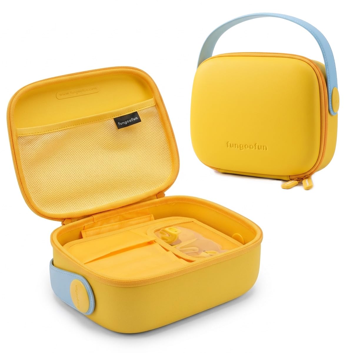 Hardcase Make-up Tasche, wasserdichter Reise Kosmetik Organizer mit verstellbaren Trennfächern & Pinselhalter, tragbare Kosmetiktasche mit 360° drehbarem Griff, große Kapazität, süßer Beauty Case für
