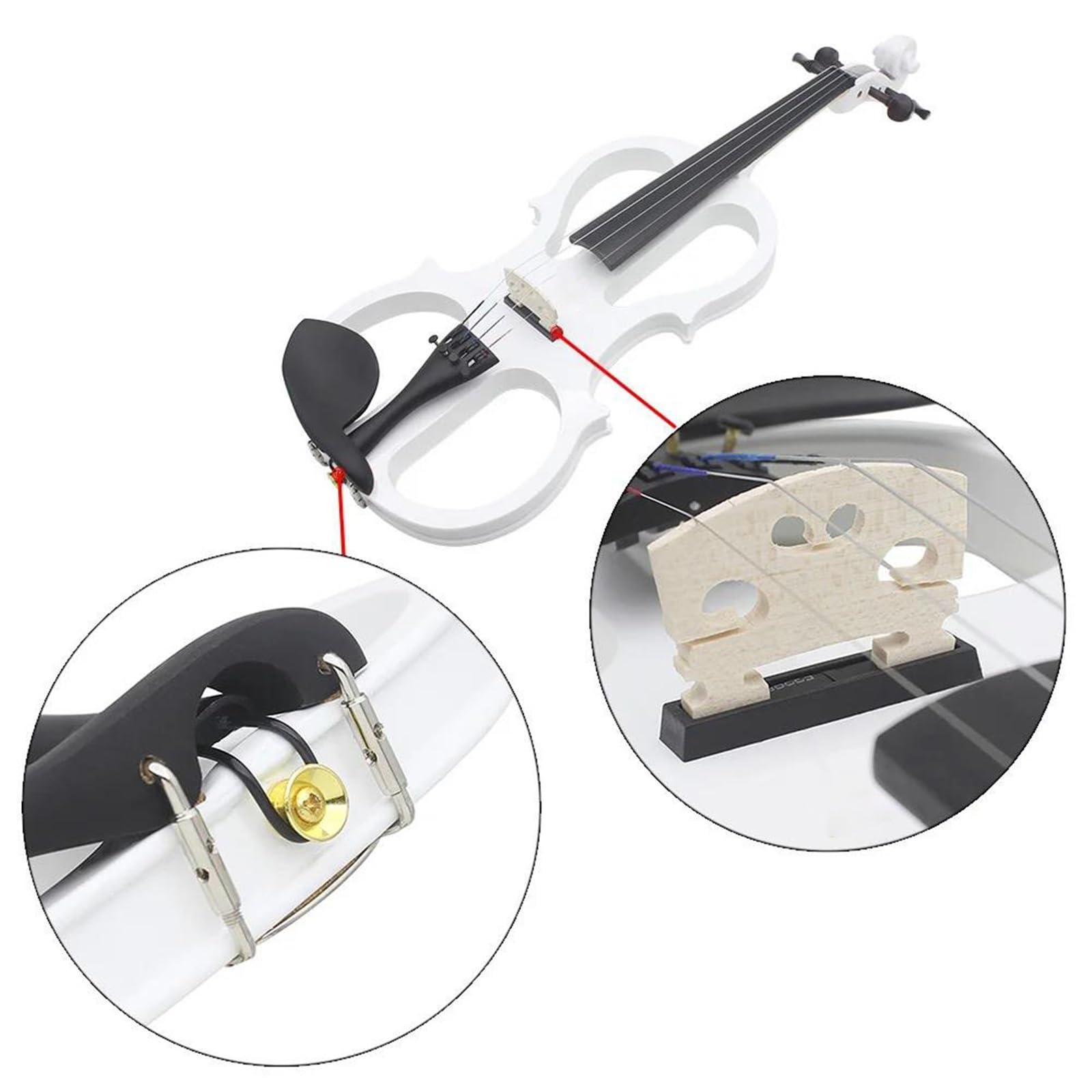 Violin Set Violon Électrique 4/4 Corps En Érable Silencieux Avec Étui À Nœud Accessoires De Câble De Connexion Pour Casque