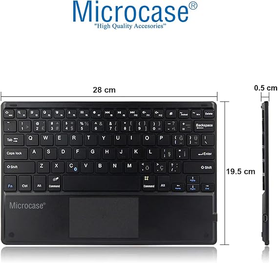 Microcase Samsung Tab S10 Ultra 14.6 inch Tablet için Tablet Bluetooth Touchpad Klavye 28 cm (TR Sticker) + Mouse + Stand - AL2757
