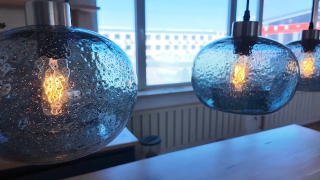 Image of CASAMOTION Hand Blown Glass Pendant Lights Kitchen Island Marble Blue Color Modern Rustic Style Ceiling Hanging Light Fixtures Dining Room Brushed Nickel 8.7 Inch Diameter 2 Pack