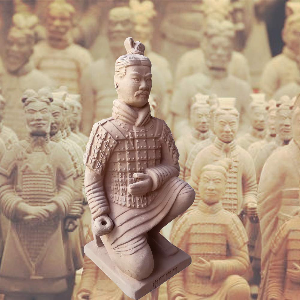 Statue Chinesischer Terrakotta-Krieger General, Steinfigur, H. 104 cm, 80 kg, Grau, frostsicher aus Steinguss für Außenbereich