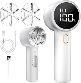 Lint Dragon Maker, Portable Rechargeable Electric Lint Remover, 3 Speeds Adjustable, LED Screen, Lint Router for Different Fabrics, White