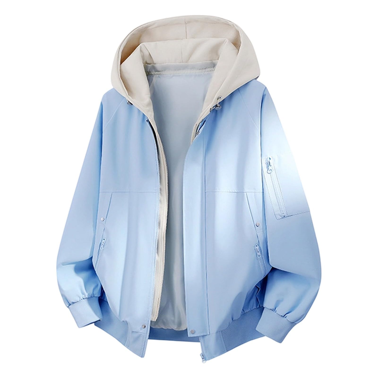 Giacca da uomo con cappuccio e zip intera, bomber casual a strati