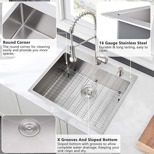 Miniatura 23 de Fregadero de cocina negro de 33 pulgadas con grifo - Fregadero de cocina negro de 33 x 22 pulgadas, fregadero de cocina y grifo de 10 pulgadas