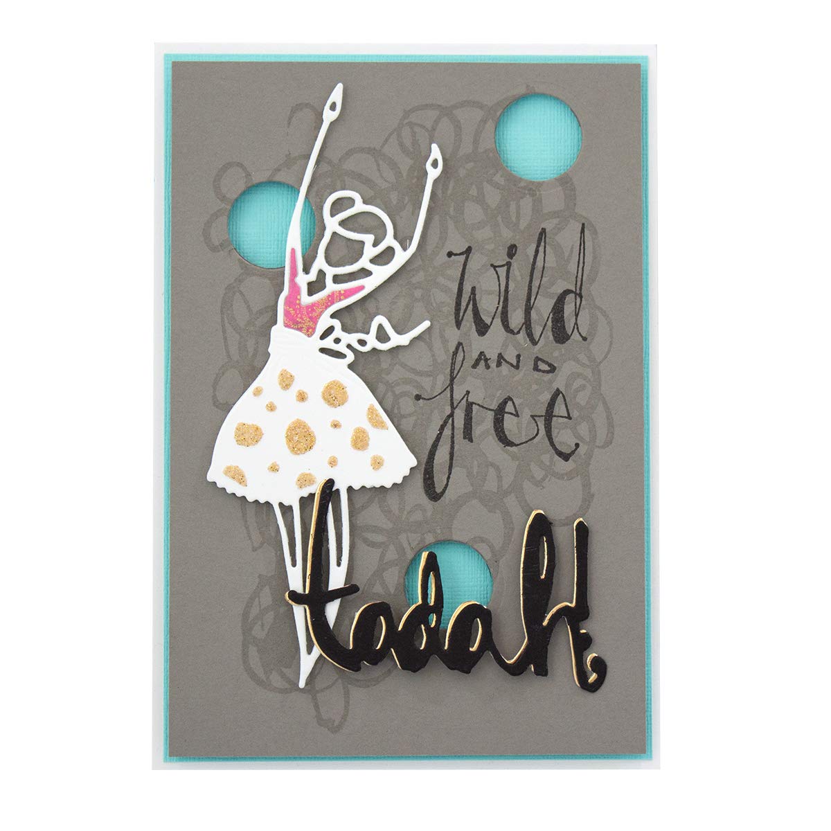 Jane Davenport by Spellbinders Artomology Collection Dies - Tadah Girl, Teal, 4.30 x 12.10 cm largest die - Image 2