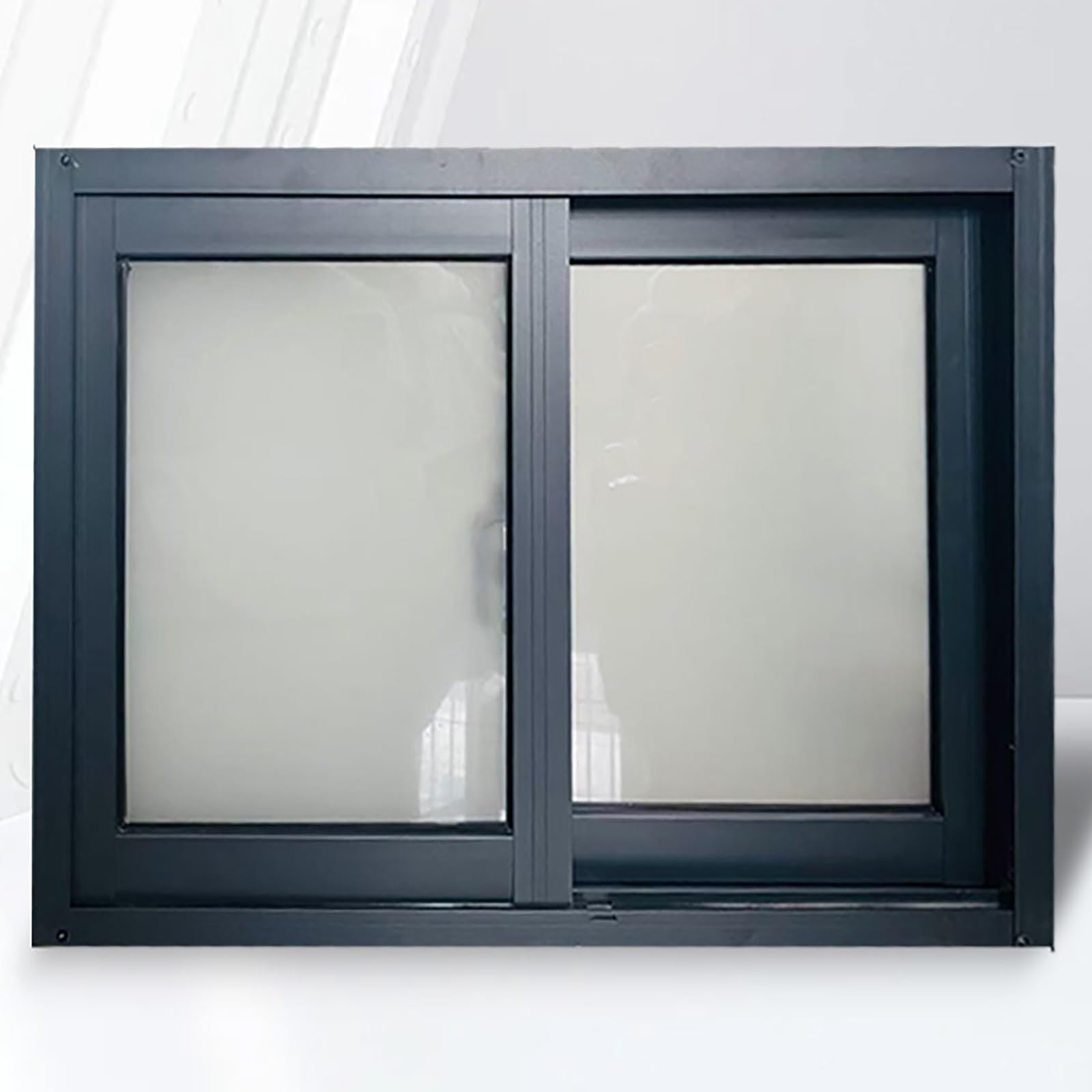 THNSAWX Basement Replacement Sliding Windows, Shed Window with Screen, Aluminum Household Horizontal Slider Windows, Tempered Frosted Glass(H60xW60cm/H23.6xW23.6in)