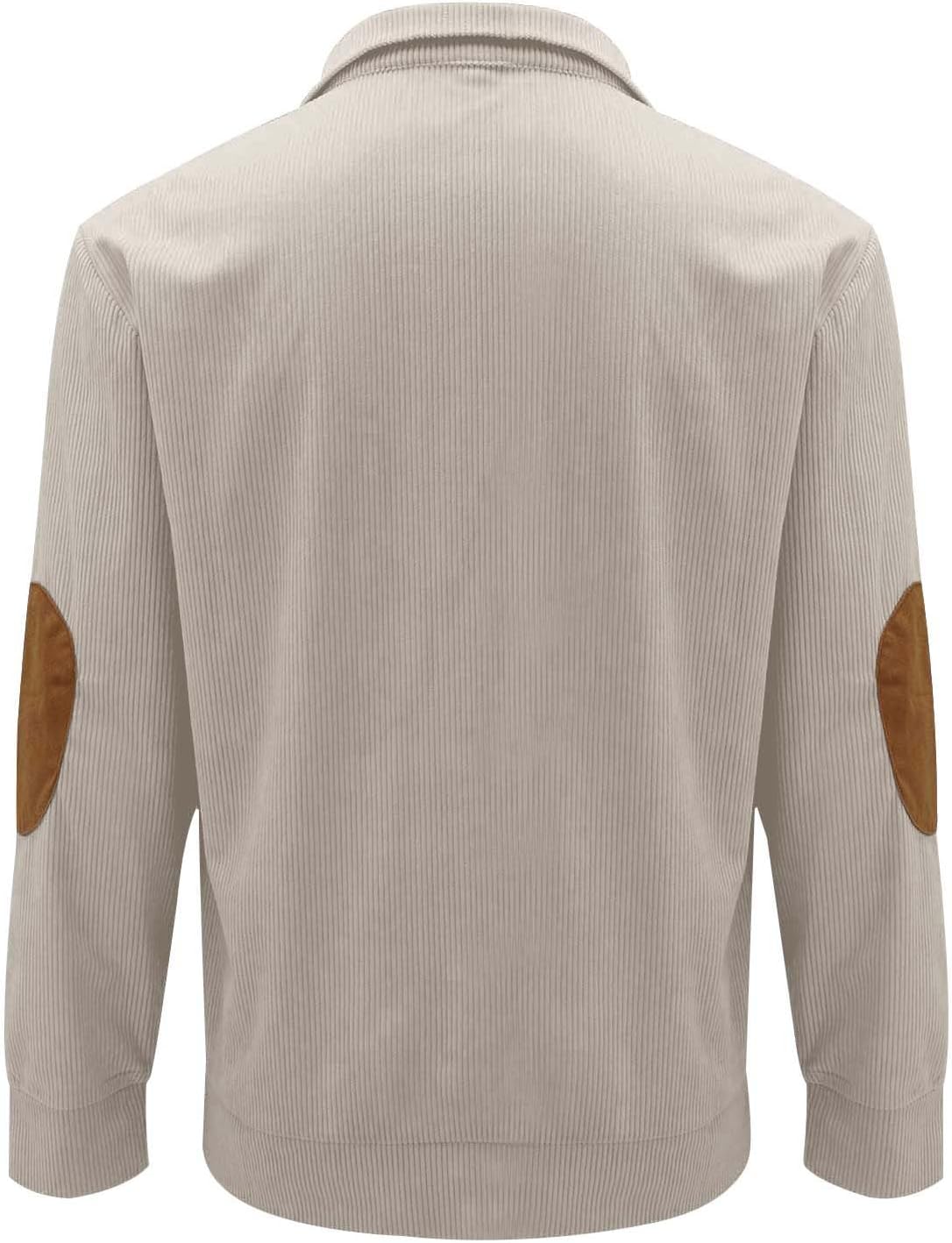 Mens Casual Corduroy Sweatshirt Stand Collar Long Sleeve Quarter Button UP Workout Fall Pullover Sweatshirts