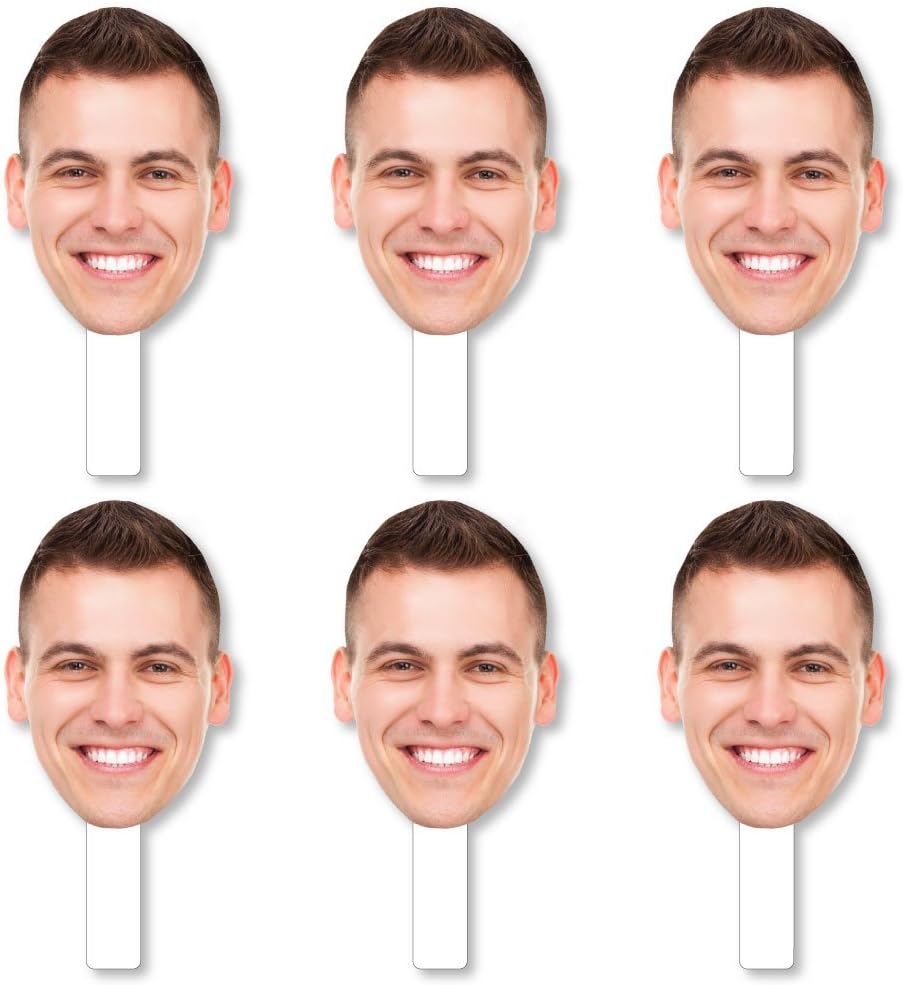 Big Dot of Happiness Fun Face Cutout Paddles - Custom Face on Stick Kit, Personalized Photo Booth & Fan Props, Upload 1 Photo, Unique Party Keepsakes - 6 pc