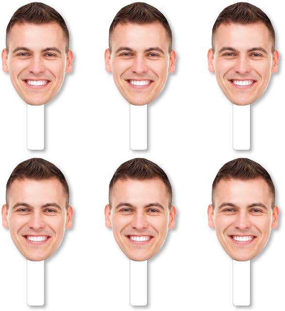 Big Dot of Happiness Fun Face Cutout Paddles - Custom Photo Head Cut Out Photo Booth and Fan Props - Upload 1 Photo - 6 Piece Cut Out Kit