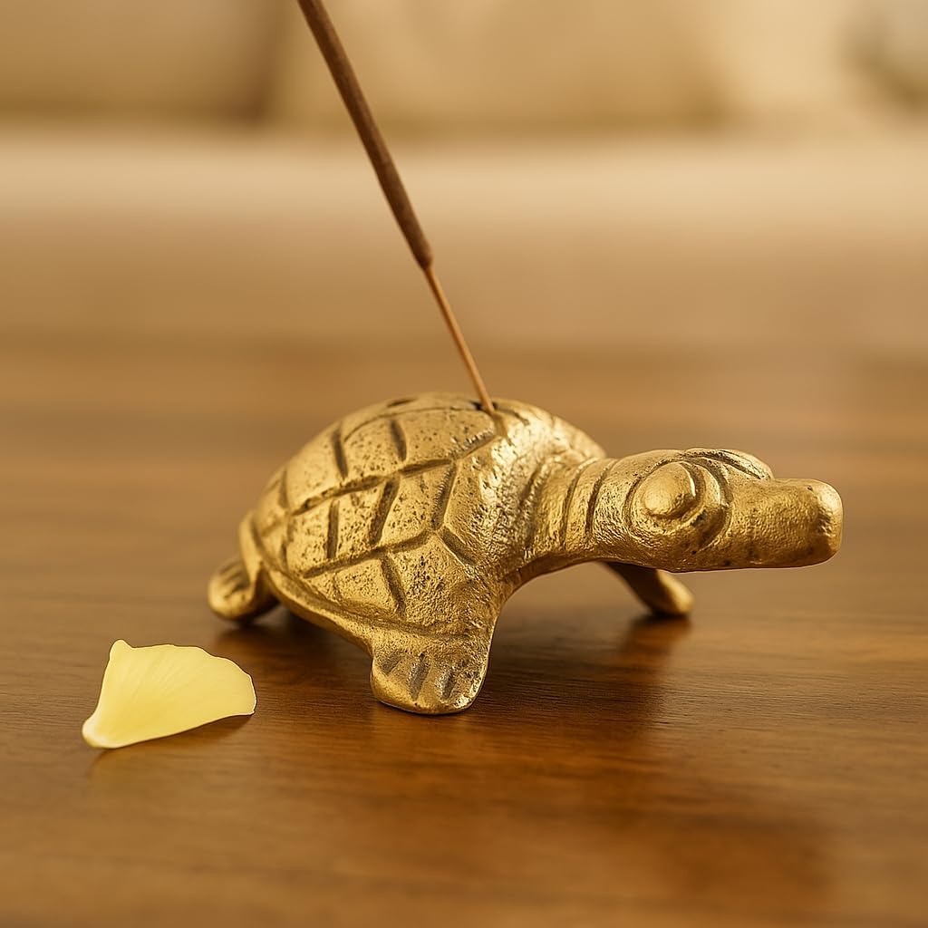 Indian Shelf Insense Stick Holder | Brass Incense Holder | Gold Agarbatti Stand | Turtle Agarbatti Stick Holder Decorative Pooja Home Décor Housewarming Gift Items