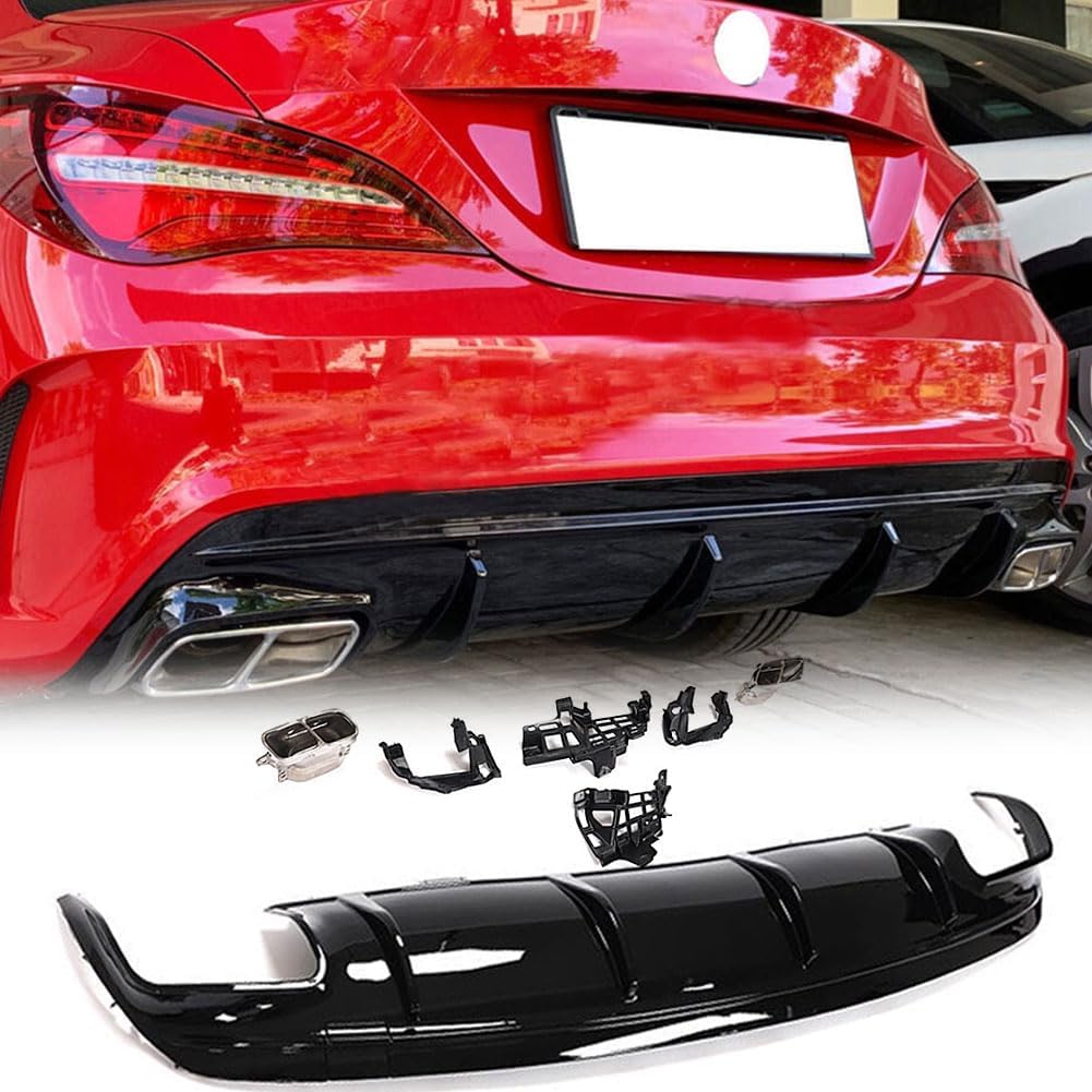 Gloss Black Rear Diffuser fits for Mercedes Benz CLA Class W117 C117 Sport CLA45 AMG Sedan 2013-2019 CLA200 CLA250 ABS Lower Bumper Lip Spoiler Body Kit Factory Outlet