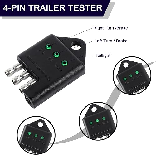 Miniatura 2 de Probador de remolque de 4 pines, probador de enchufe de remolque, probador de conector de remolque, probador de cableado de remolque recto de 4 pines