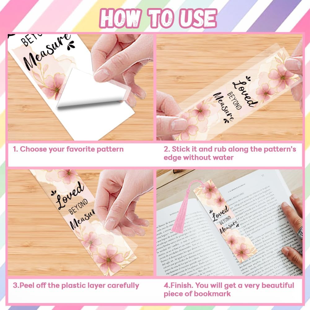 Peacoblue 121pcs Flowers and Bible UV DTF Acrylic Bookmark Making Kits Carft for Women Men Adult, DIY Cute Bookmarker Decal Stickers Warps Kit for Students Teachers Book Lovers Reading
