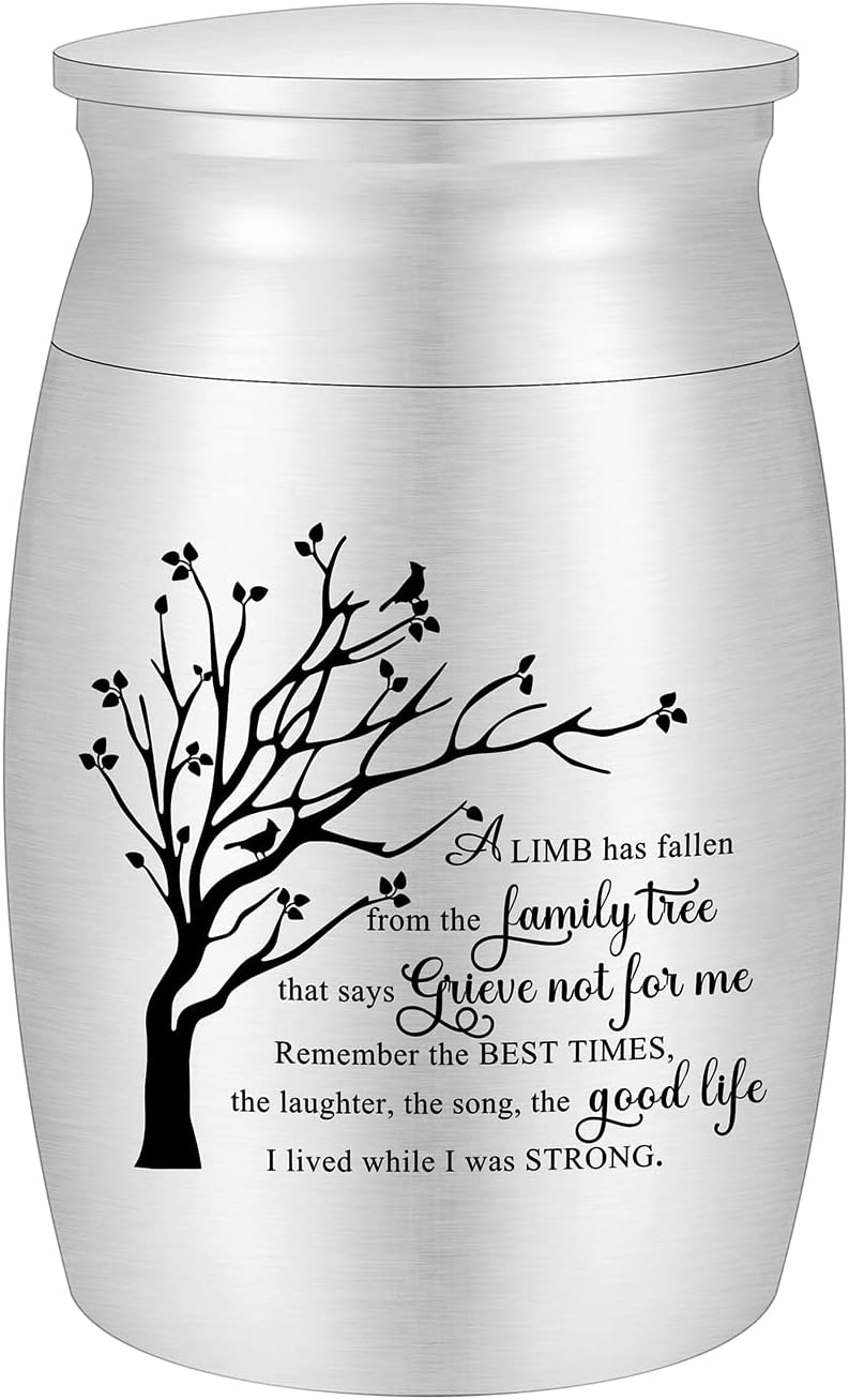 3 Inches Small Urn for Ashes Tree of Life Aluminum Mini Urn