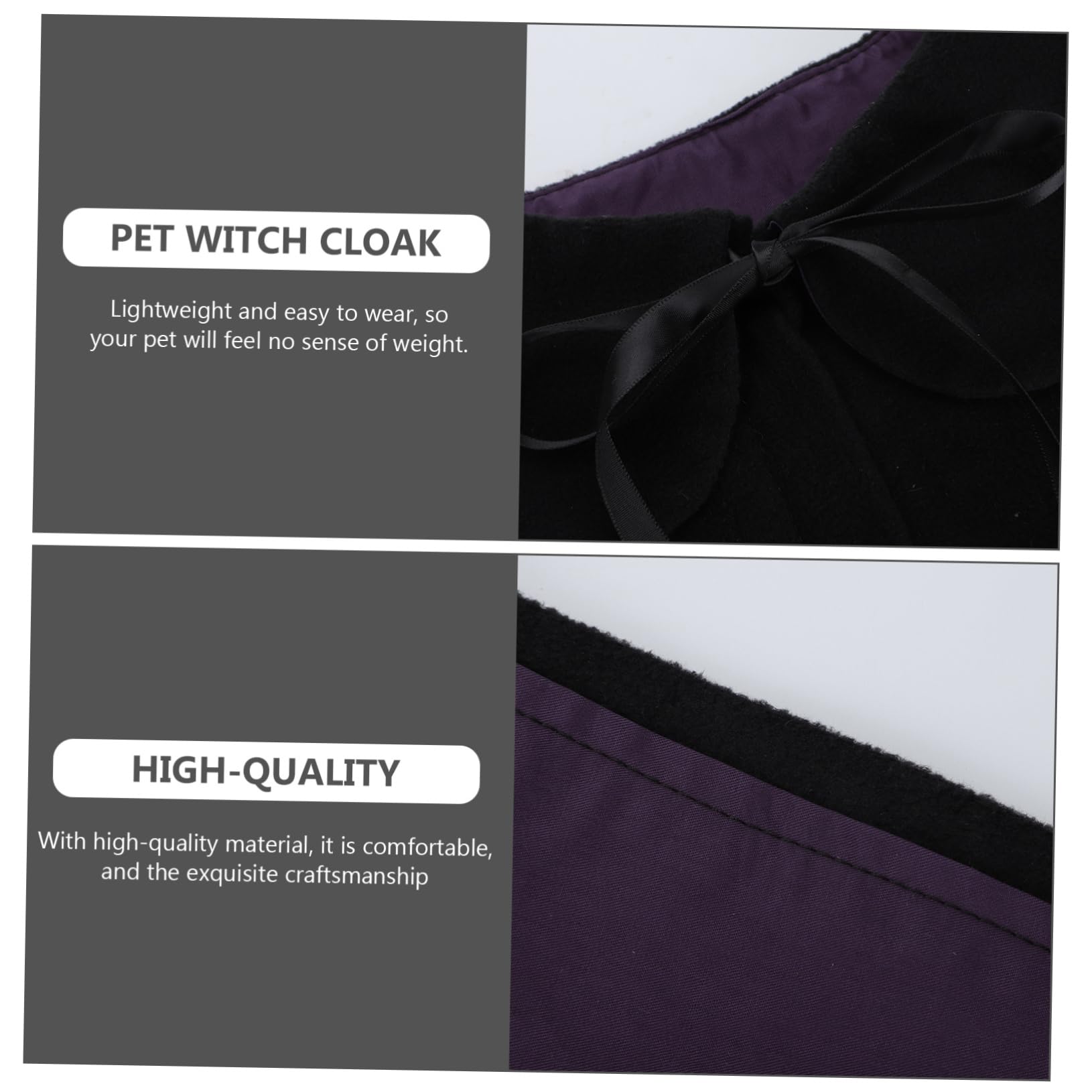 INOOMP 3pezzi Cloak Per Cani e Gatti Neri Per Halloween Leggero e Facile Da Indossare Costume Festivo Per Animali Domestici Decorazione Per Feste e Eventi