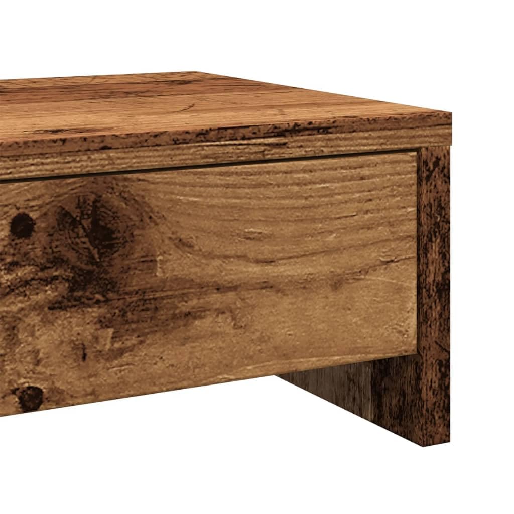 Supporto per monitor con cassetti, effetto legno anticato, 50 x 27 x 15 cm, organizer da scrivania per ufficio, casa, con spazio di archiviazione, superficie ergonomica