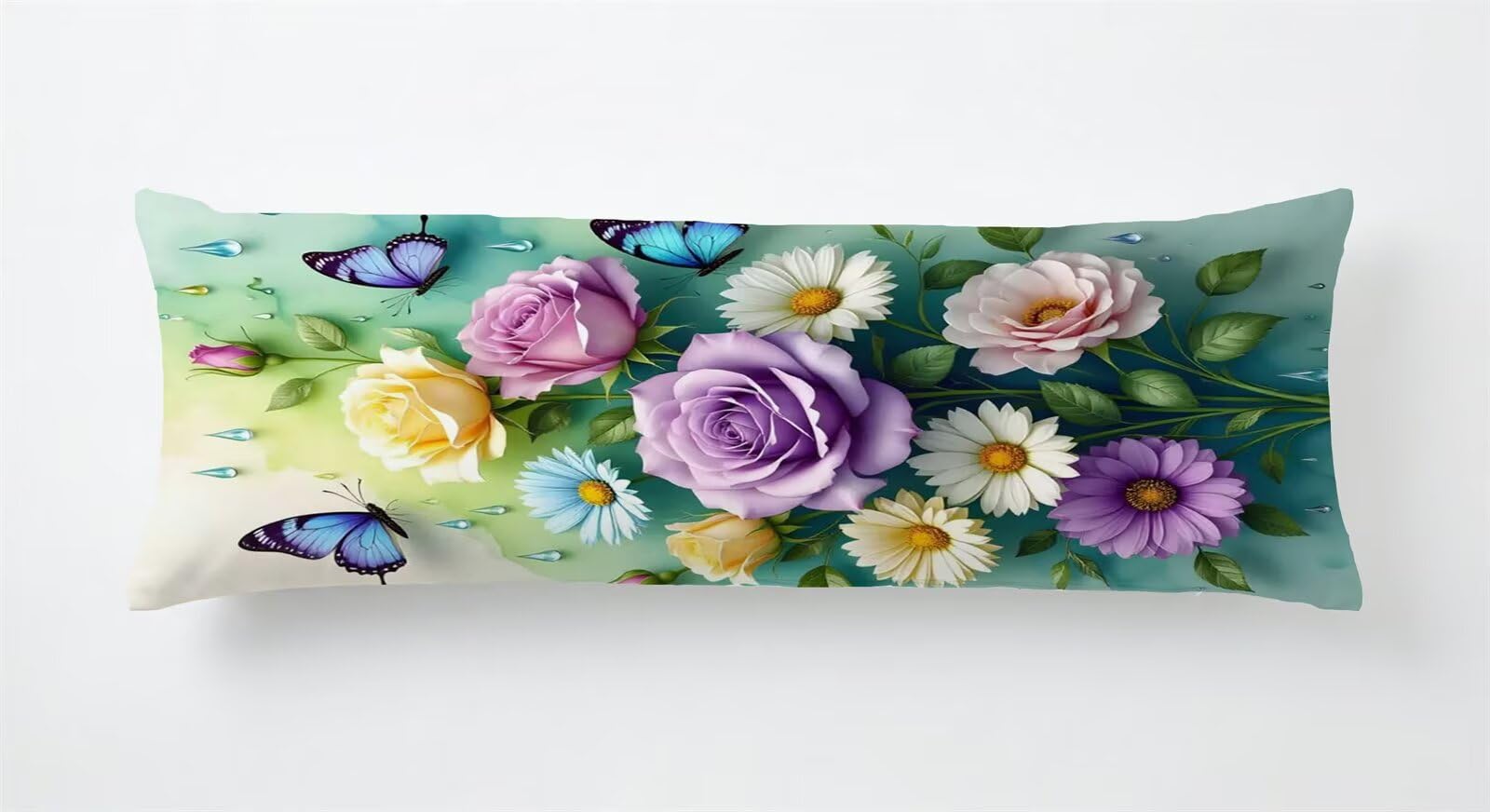 Taie d'oreiller 50x135 en velours motif fleurs design moderne double face