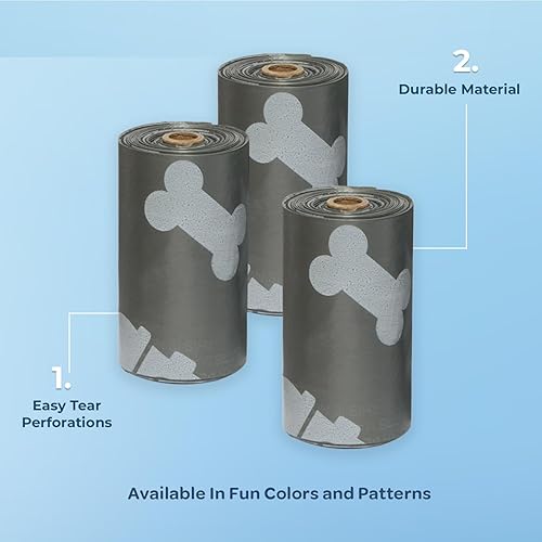 Vista 141 de Best Pet Supplies - Bolsas para limpieza de excremento de perro, rollo de repuesto, uso en exteriores, a prueba de fugas y desgarros, plástico