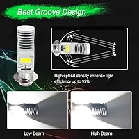 Vista 5 de HONLEEX - 2 bombillas LED AC9-48V P15D H6M para faros delanteros de motocicleta, 1800 lúmenes, súper brillantes, 4 chips COB, luces LED de haz