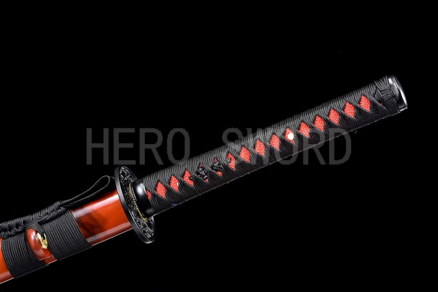 HERO SWORD Handmade Real Combat Katana Sword Sharp Full Tang Samurai Sword Damascus Steel,1095 Steel,Clay Tempered T10 Steel Knives Combat Ready Cool Weapons